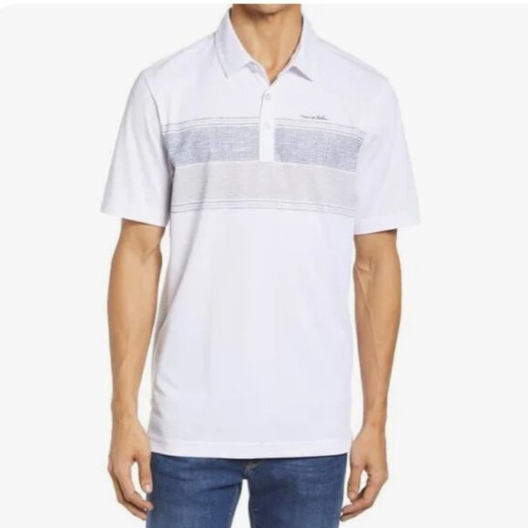 Travis Mathew Polo‎ Shirt Men's Medium Over the Fence Chest Stripe Golf Polo - Picture 1 of 14